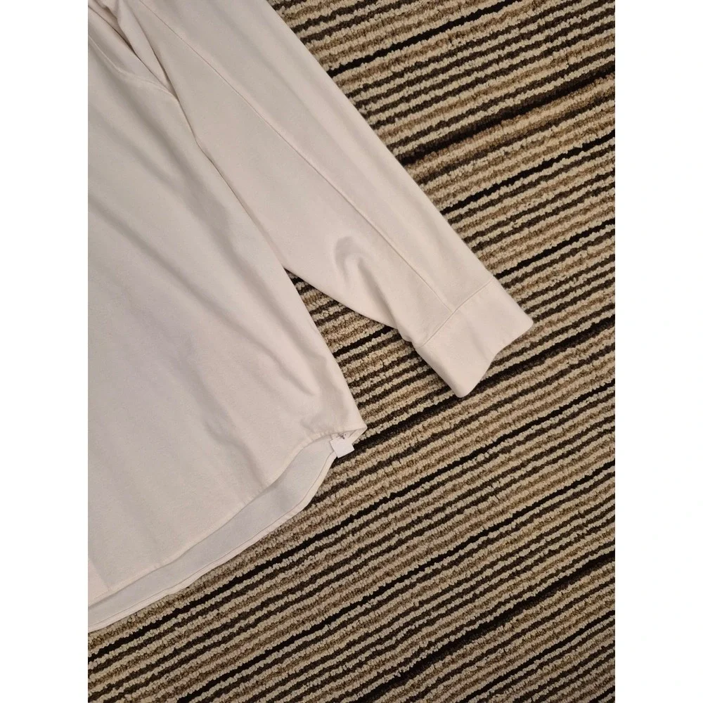 Lululemon Mens White Beige Pique Knit Long Sleeve Button Down Shirt Size M‎